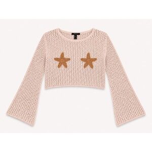 Cotton Crochet Starfish Sweater Light Sandy Pink Knit Crop Top